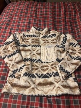 Columbia Cream, Tan & Black Patterned Sherpa Pullover